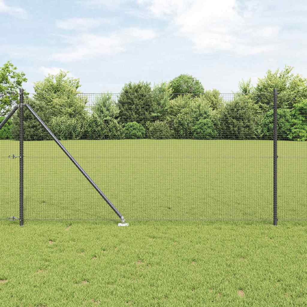 Fence with Posts Grey 1 x 50 m Steel