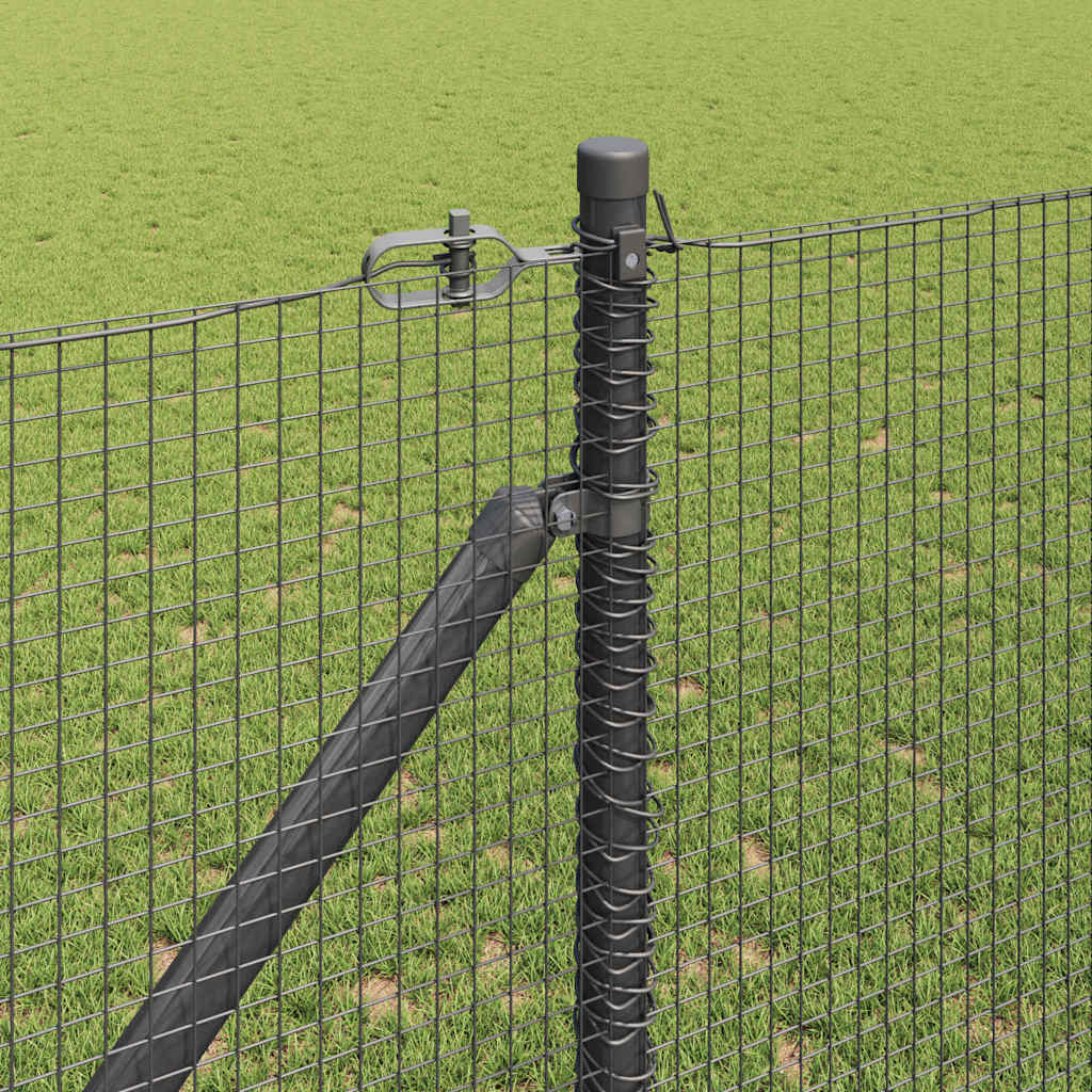 Fence with Posts Grey 1.2 x 50 m Steel