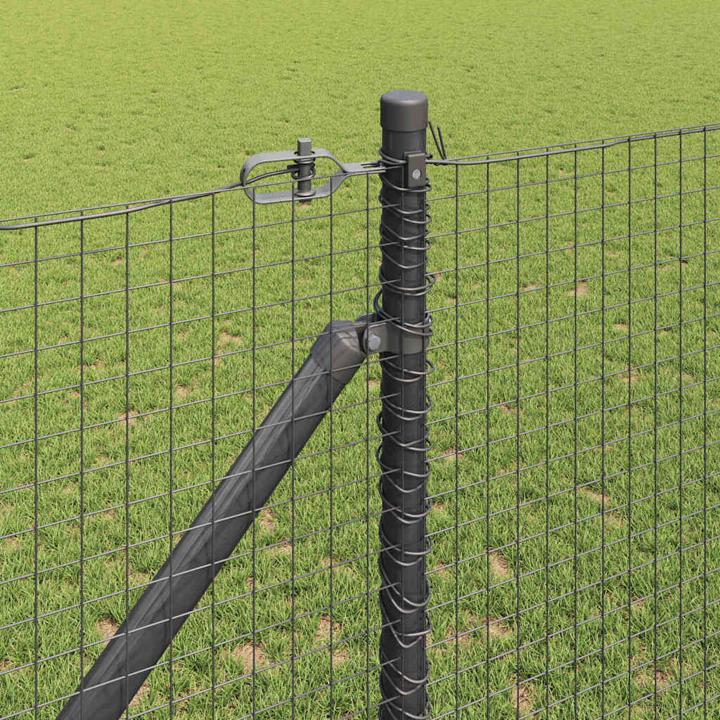 Fence with Posts Grey 1.2 x 50 m Steel