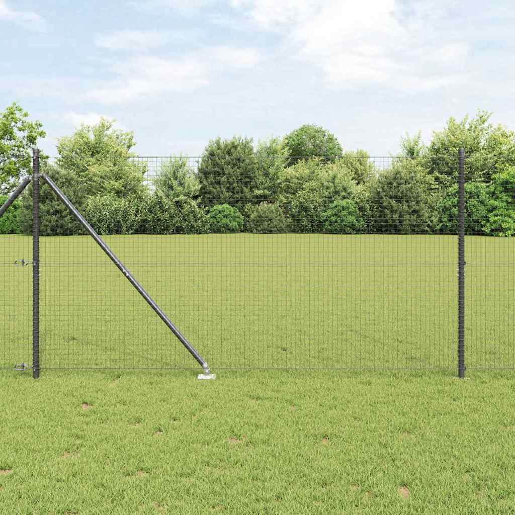 Fence with Posts Grey 1.2 x 50 m Steel