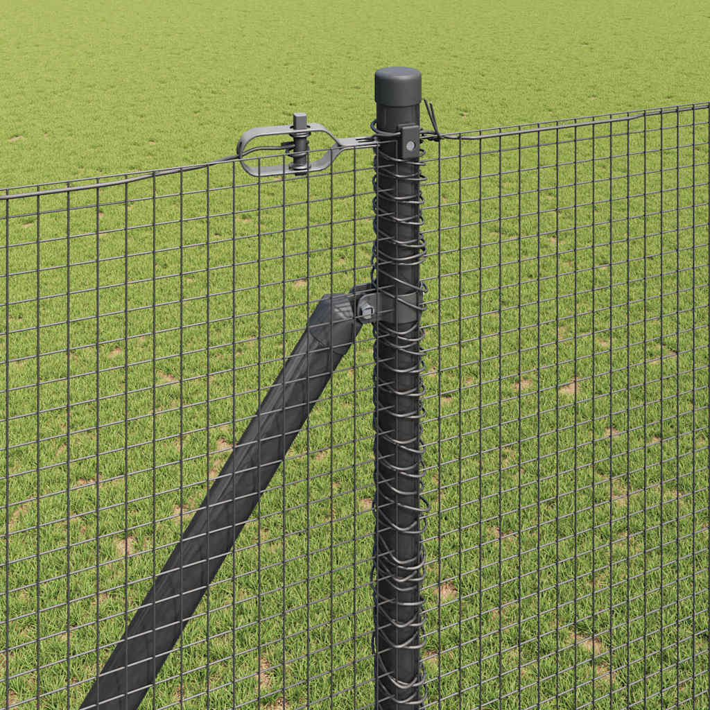Fence with Posts Grey 1.5 x 50 m Steel