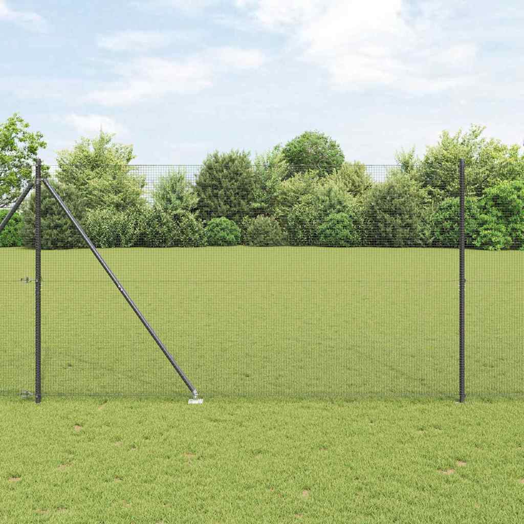 Fence with Posts Grey 1.5 x 50 m Steel