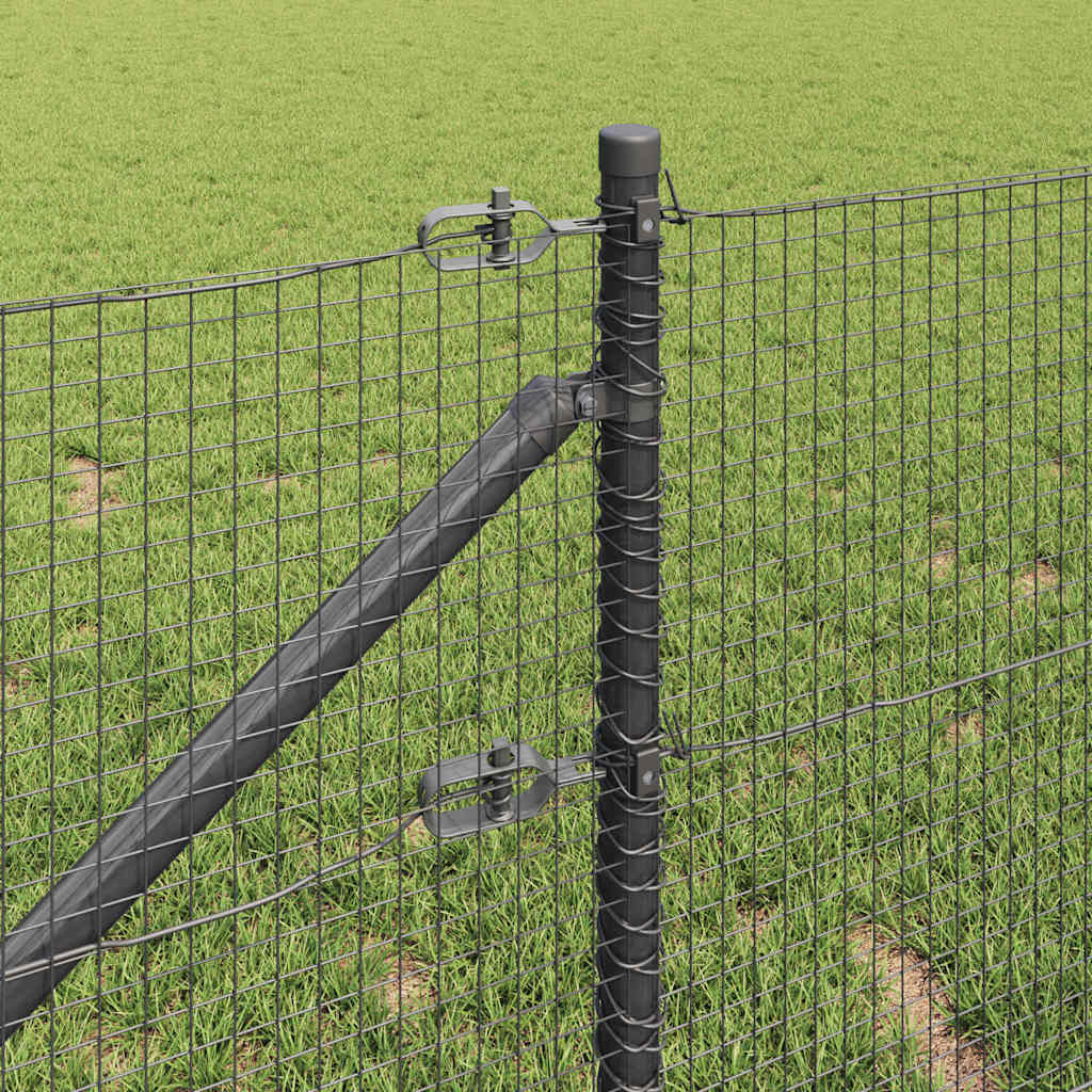 Fence with Posts Grey 0.4 x 100 m Steel