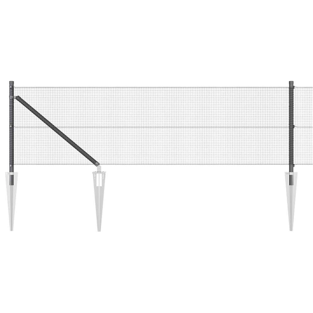 Fence with Posts Grey 0.6 x 100 m Steel