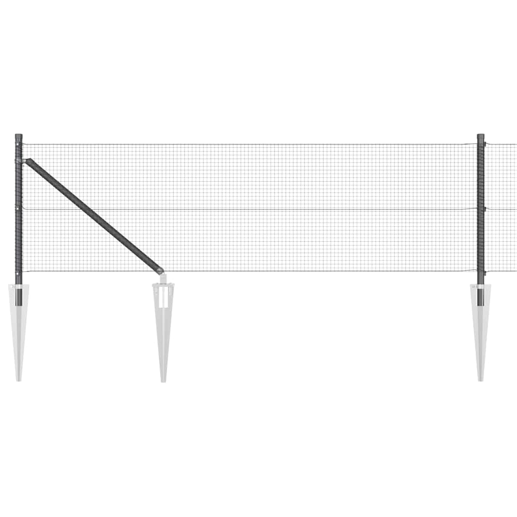 Fence with Posts Grey 0.6 x 100 m Steel