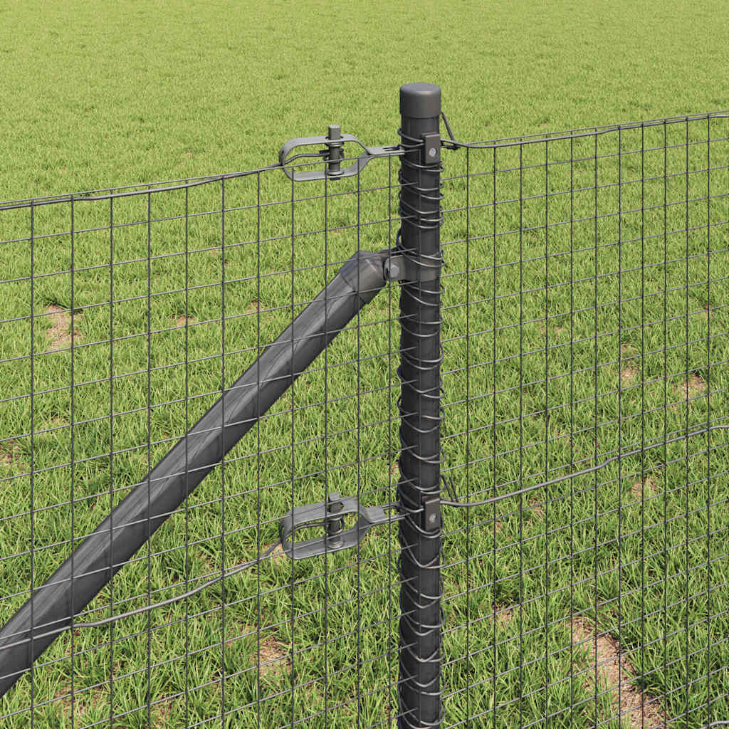 Fence with Posts Grey 0.6 x 100 m Steel