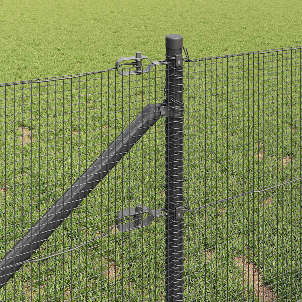 Fence with Posts Grey 0.8 x 100 m Steel