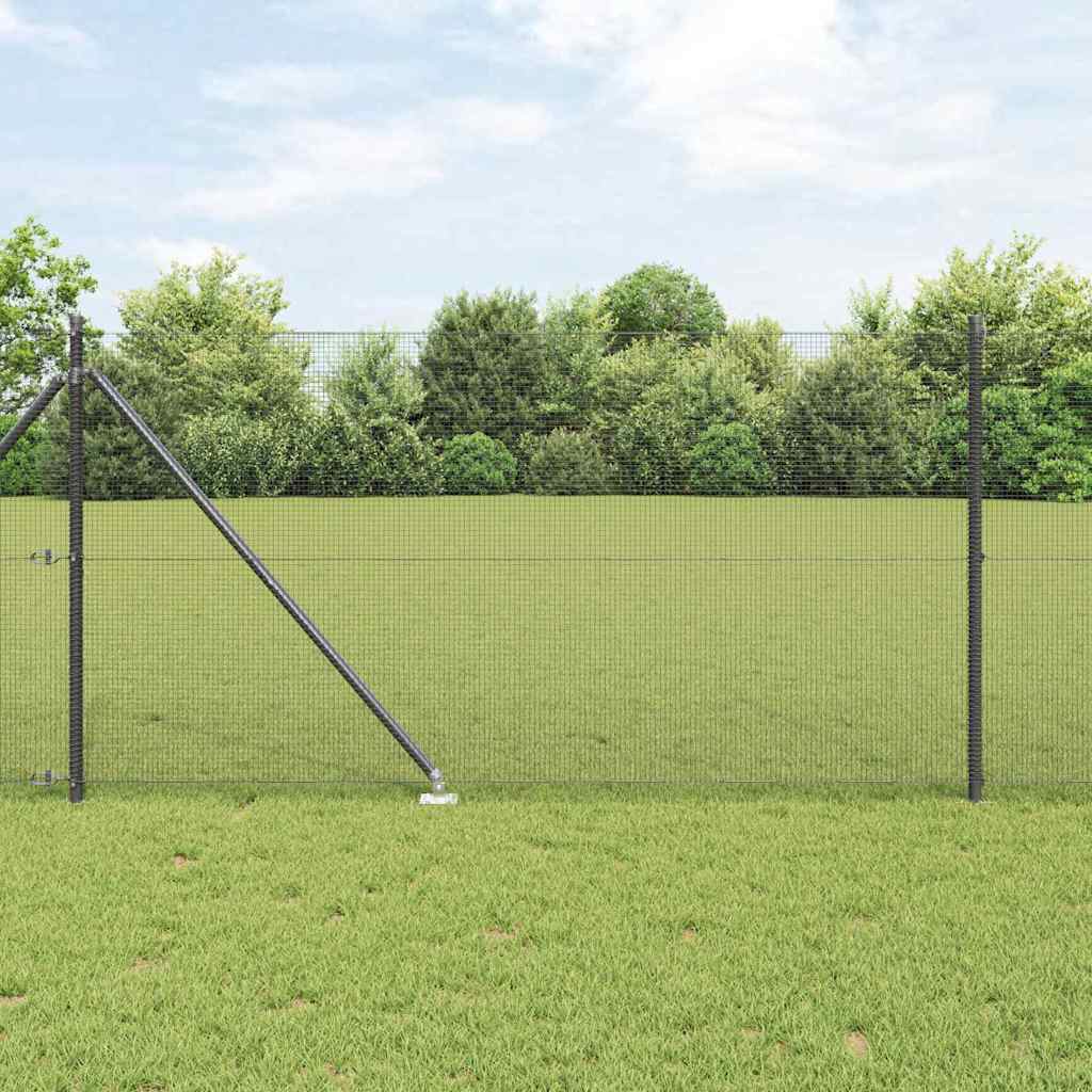 Fence with Posts Grey 1 x 100 m Steel