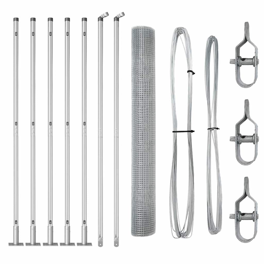Fence with Posts Silver 1.2 x 10 m Steel