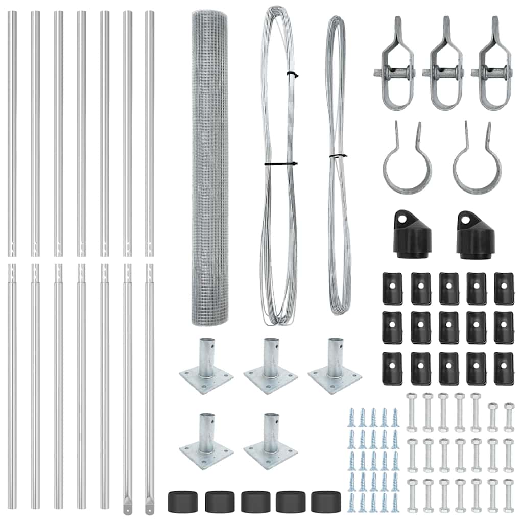Fence with Posts Silver 1.2 x 10 m Steel