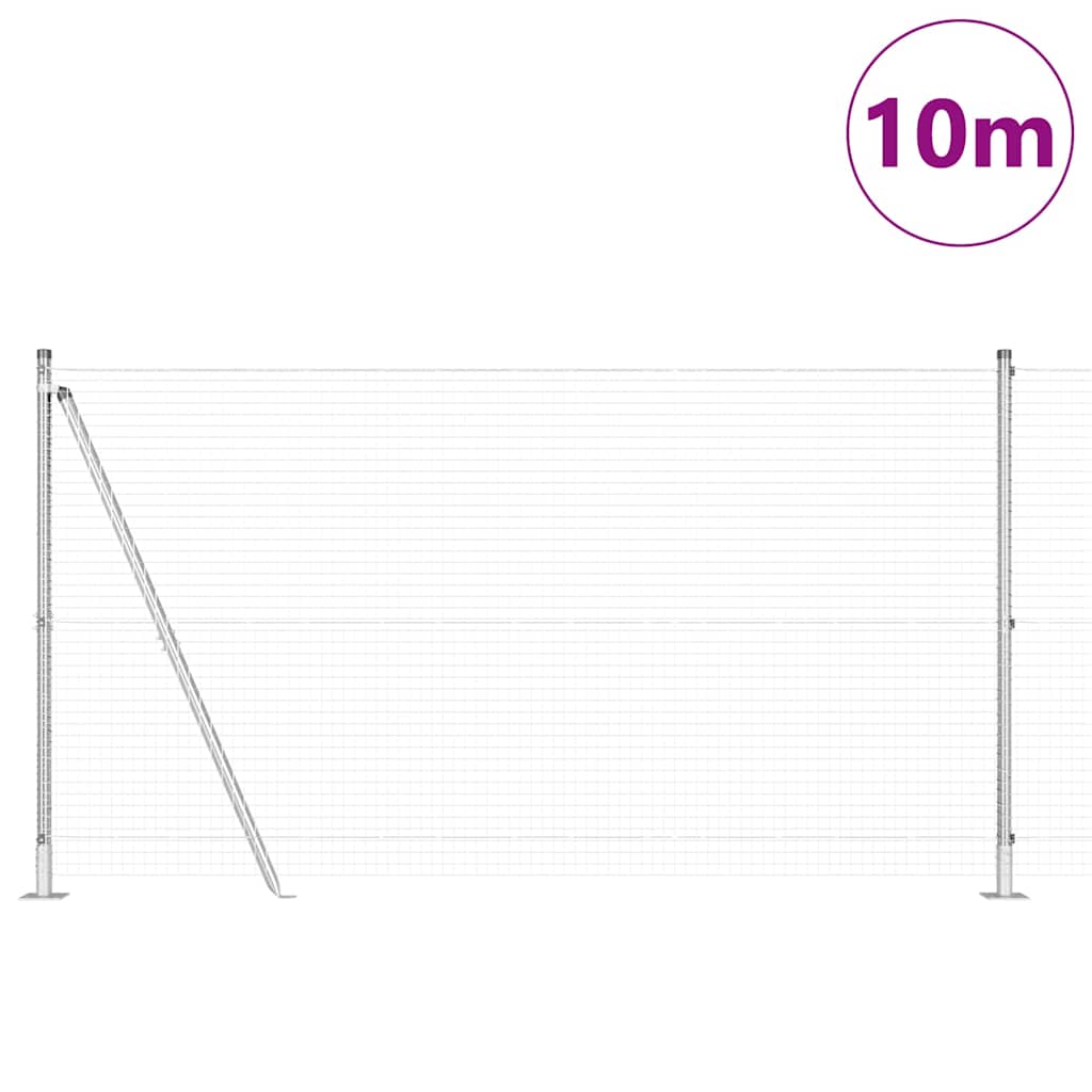 Fence with Posts Silver 1.2 x 10 m Steel