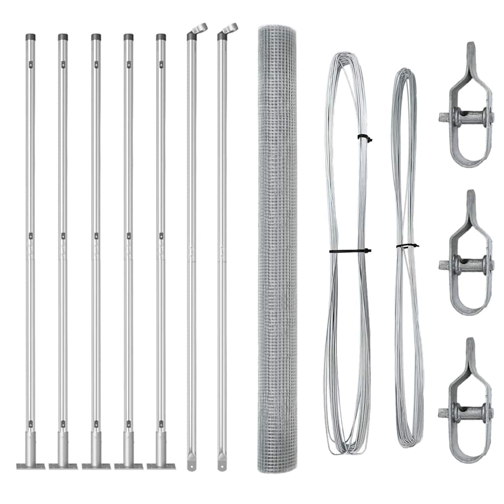 Fence with Posts Silver 1.4 x 10 m Steel