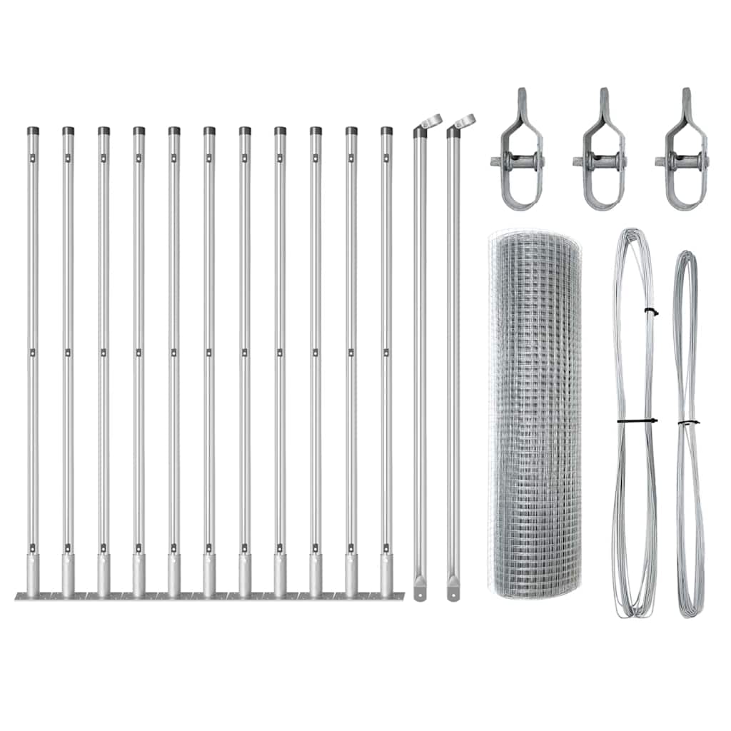 Fence with Posts Silver 0.6 x 25 m Steel