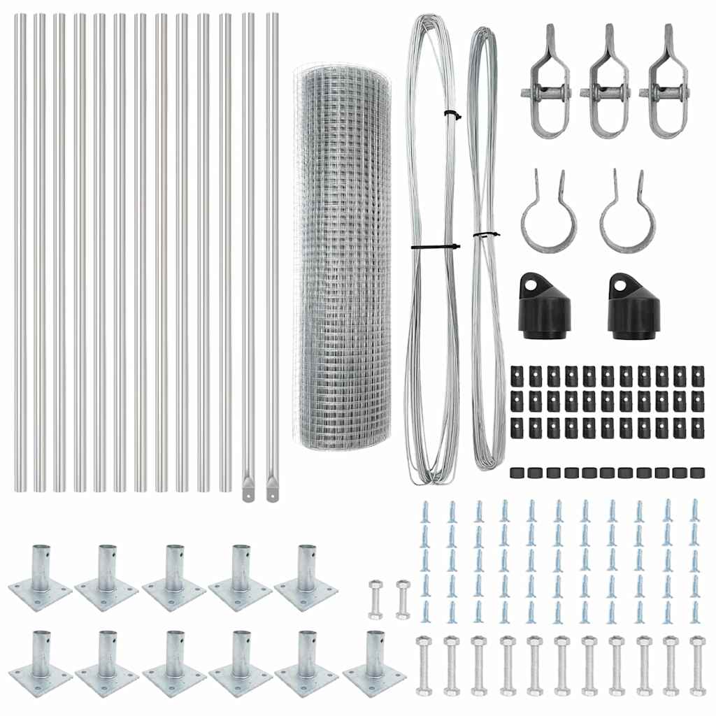 Fence with Posts Silver 0.6 x 25 m Steel