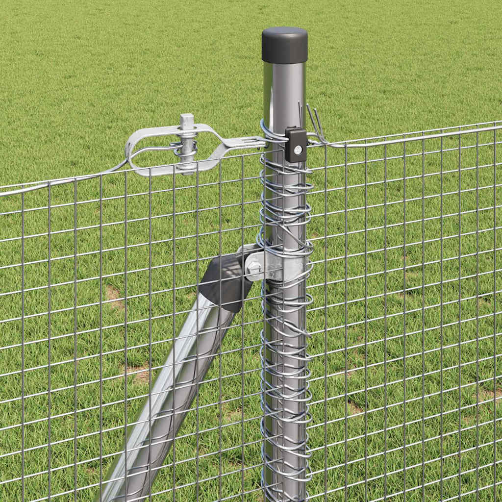 Fence with Posts Silver 1 x 25 m Steel