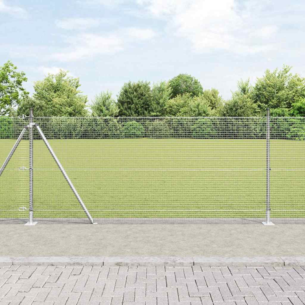 Fence with Posts Silver 1 x 25 m Steel