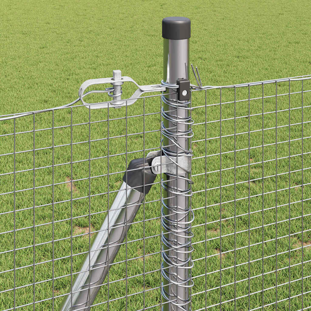 Fence with Posts Silver 1 x 25 m Steel