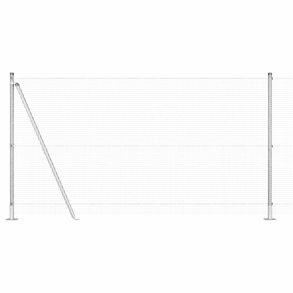 Fence with Posts Silver 1.2 x 25 m Steel