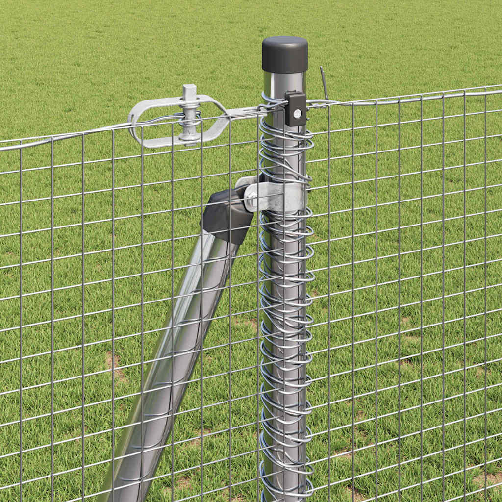 Fence with Posts Silver 1.2 x 25 m Steel