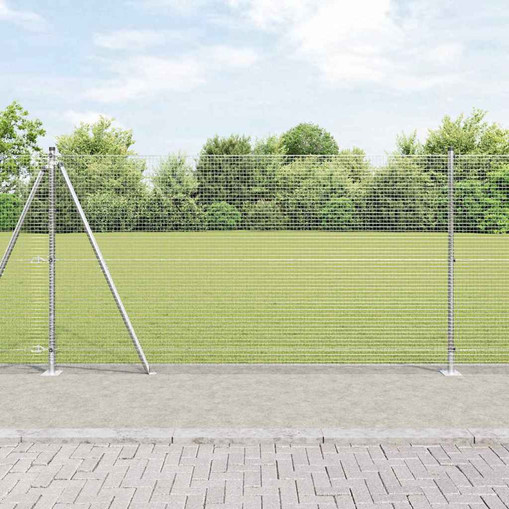 Fence with Posts Silver 1.2 x 25 m Steel