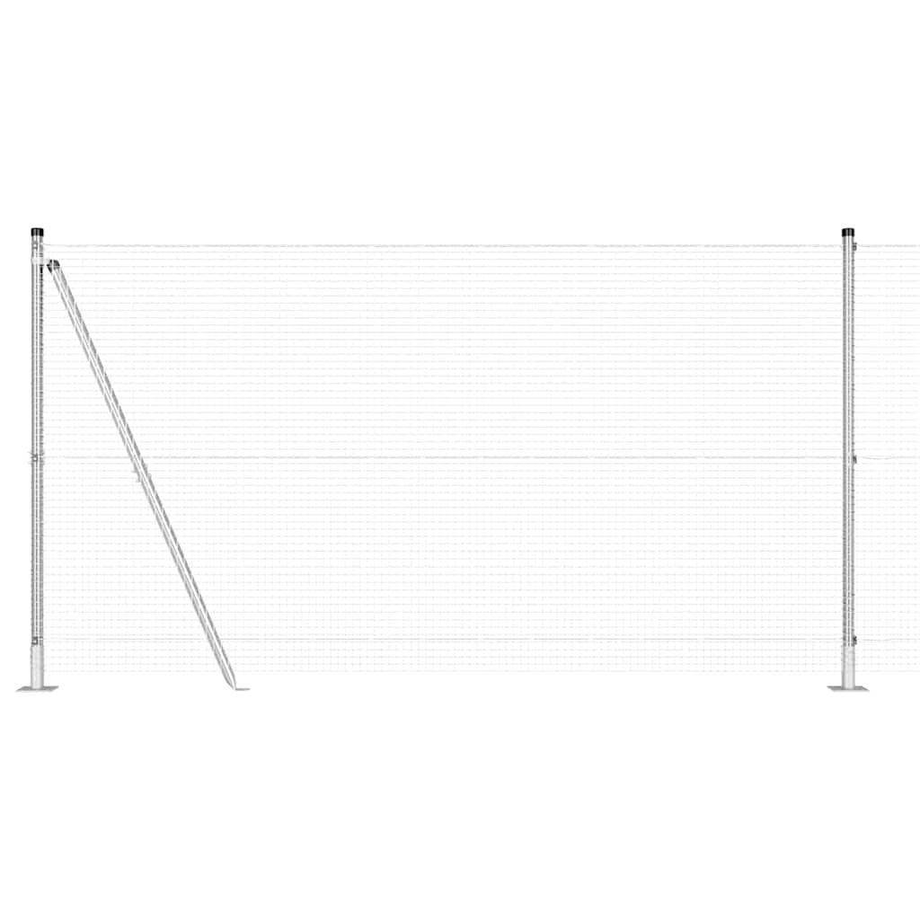 Fence with Posts Silver 1.2 x 25 m Steel