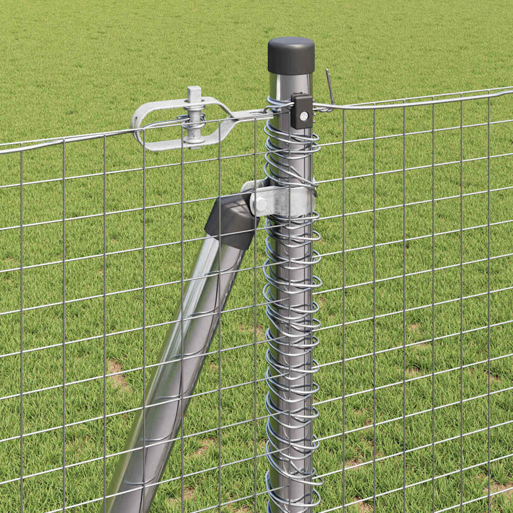 Fence with Posts Silver 1.2 x 25 m Steel
