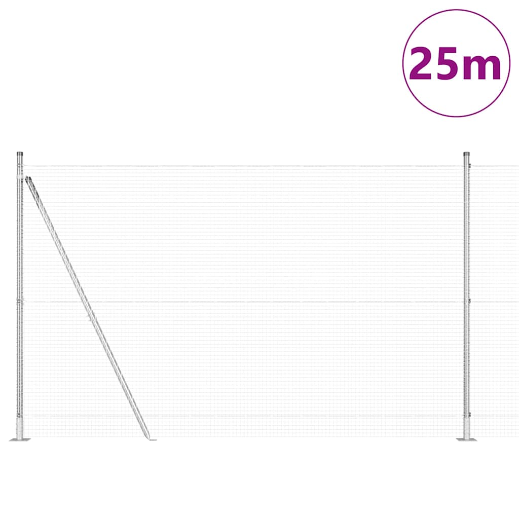 Fence with Posts Silver 1.4 x 25 m Steel