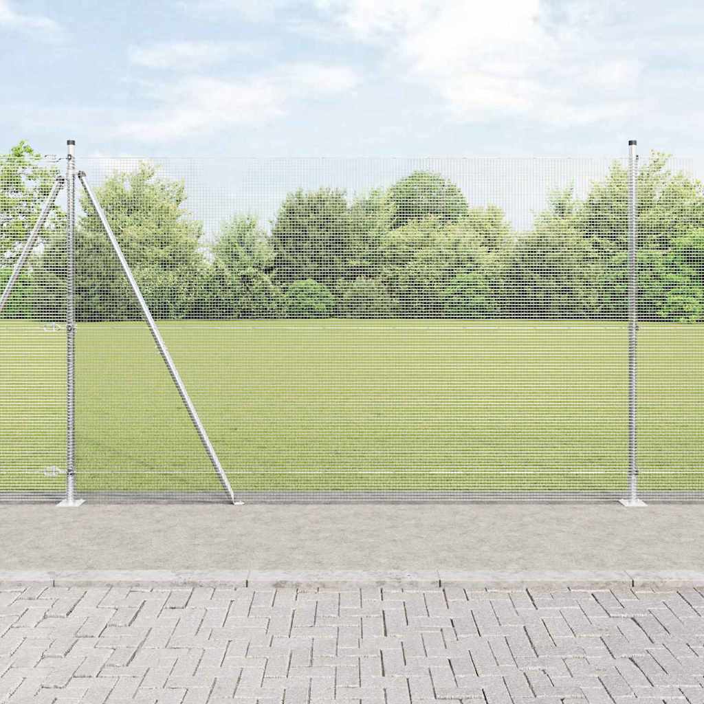 Fence with Posts Silver 1.5 x 25 m Steel