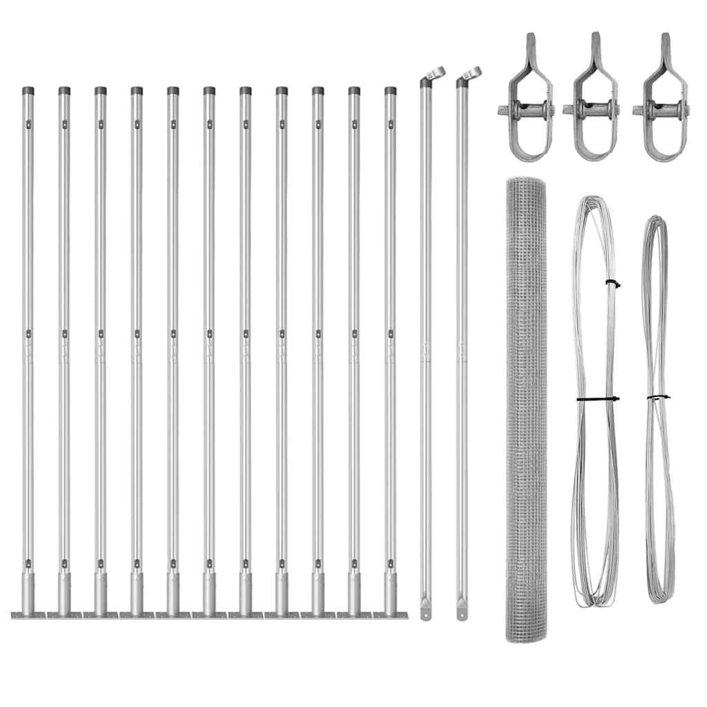 Fence with Posts Silver 1.6 x 25 m Steel