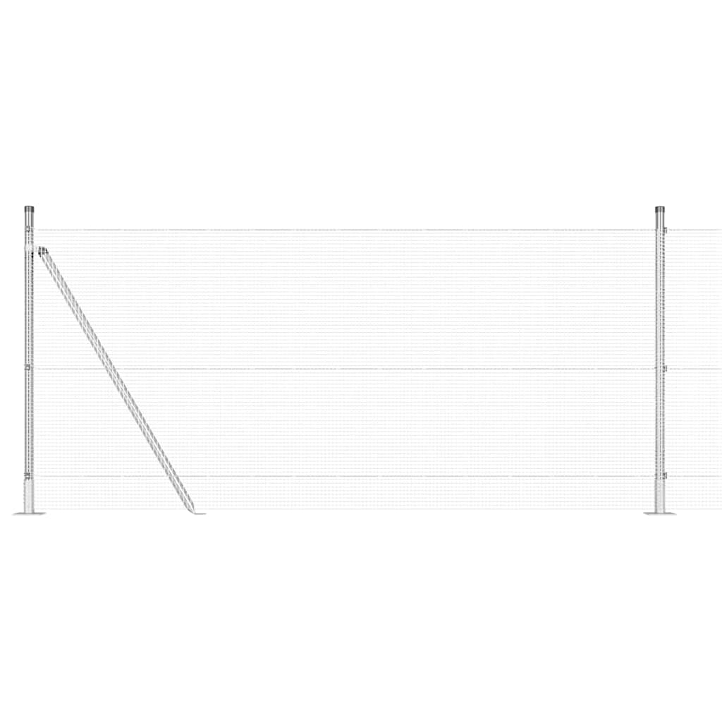 Fence with Posts Silver 0.8 x 50 m Steel