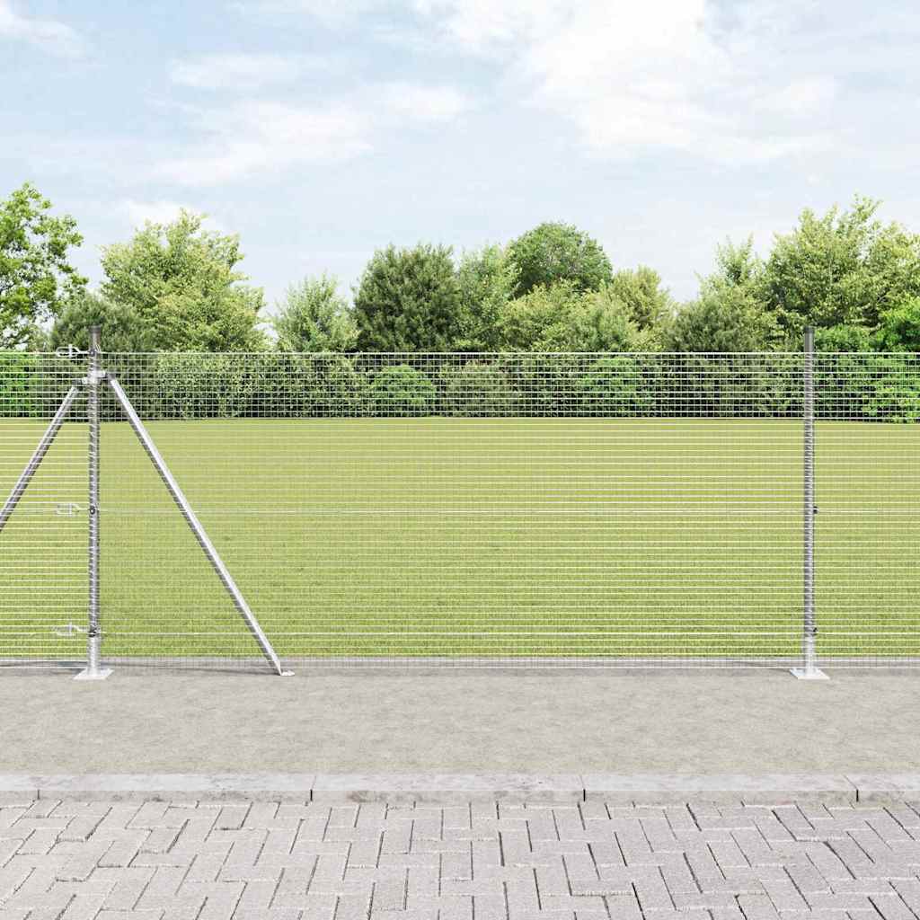 Fence with Posts Silver 0.8 x 50 m Steel