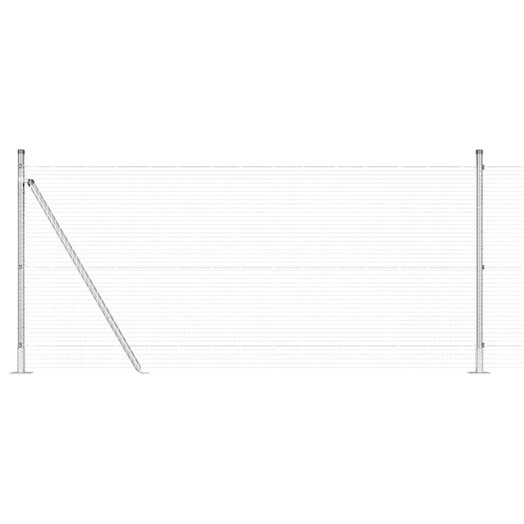 Fence with Posts Silver 0.8 x 50 m Steel