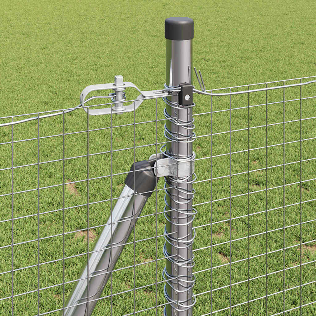Fence with Posts Silver 1 x 50 m Steel