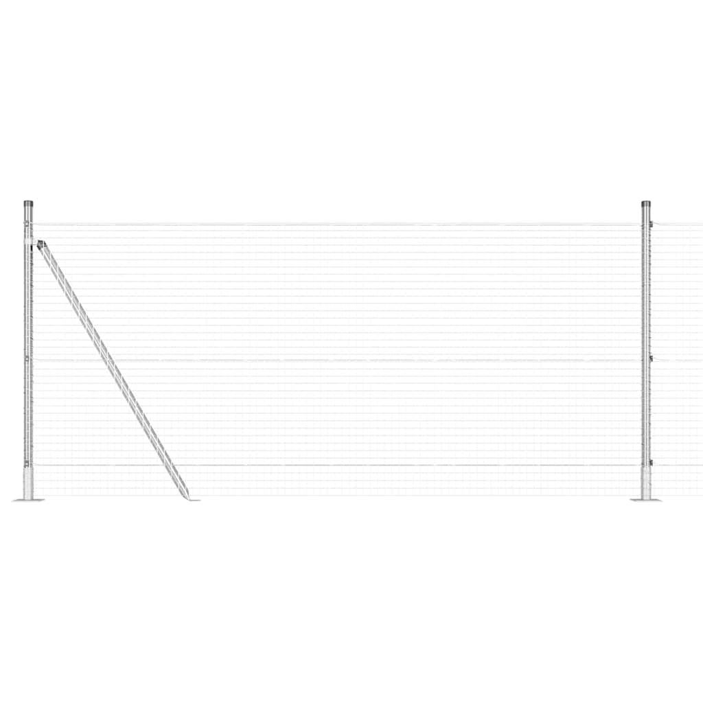 Fence with Posts Silver 1 x 50 m Steel