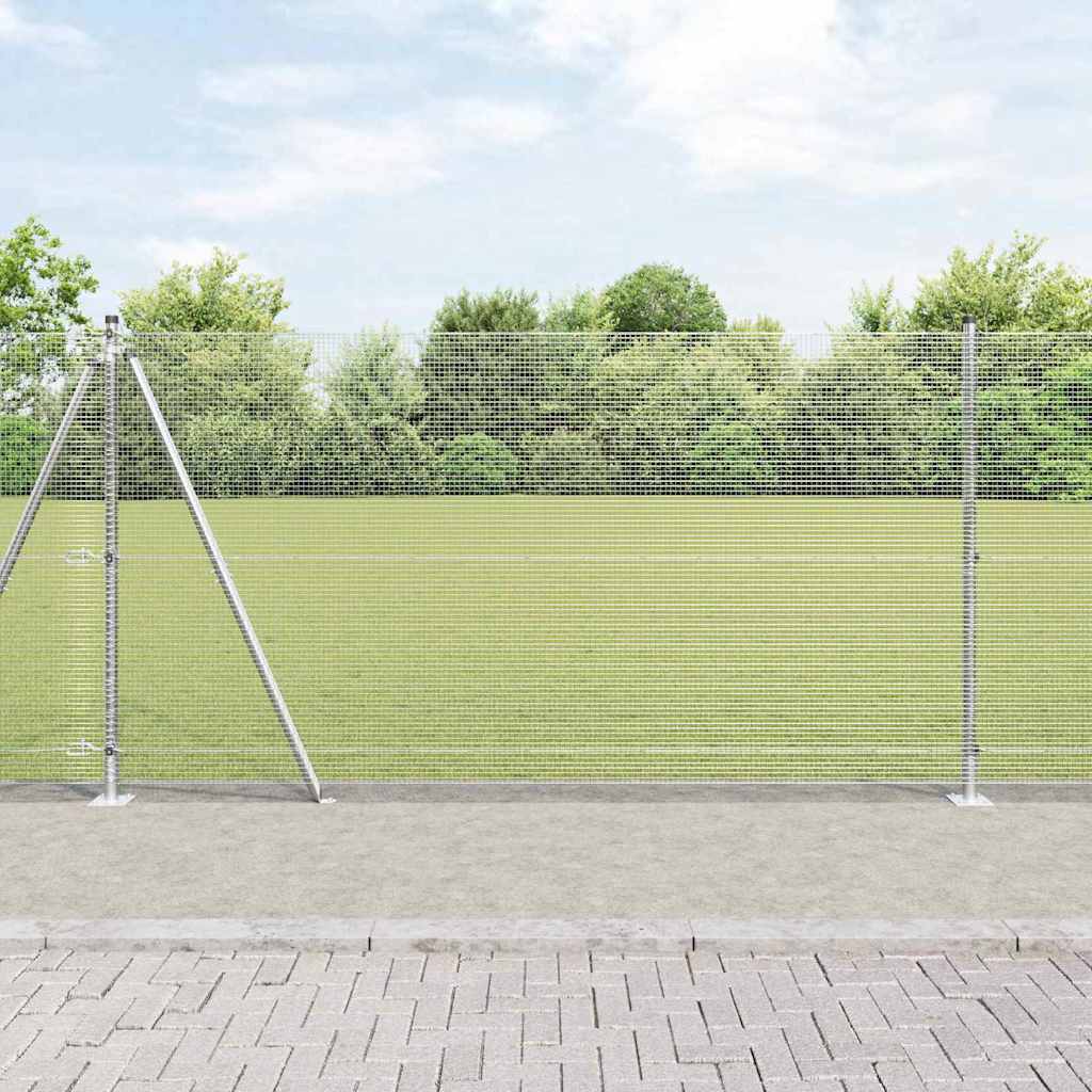 Fence with Posts Silver 1.2 x 50 m Steel