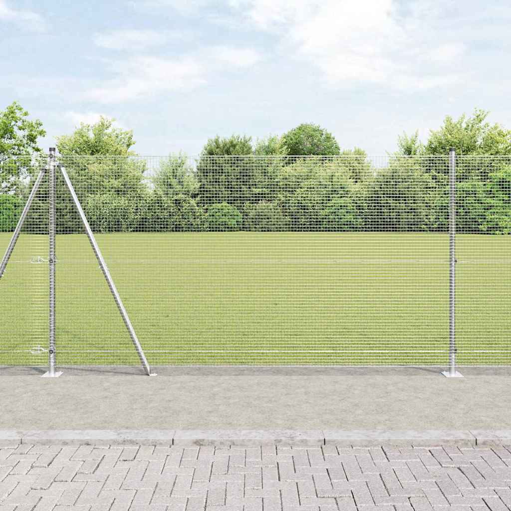 Fence with Posts Silver 1.2 x 50 m Steel