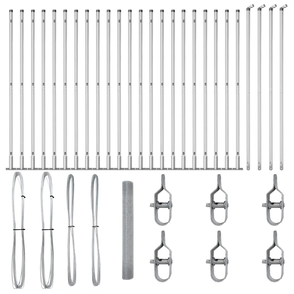 Fence with Posts Silver 1.2 x 50 m Steel