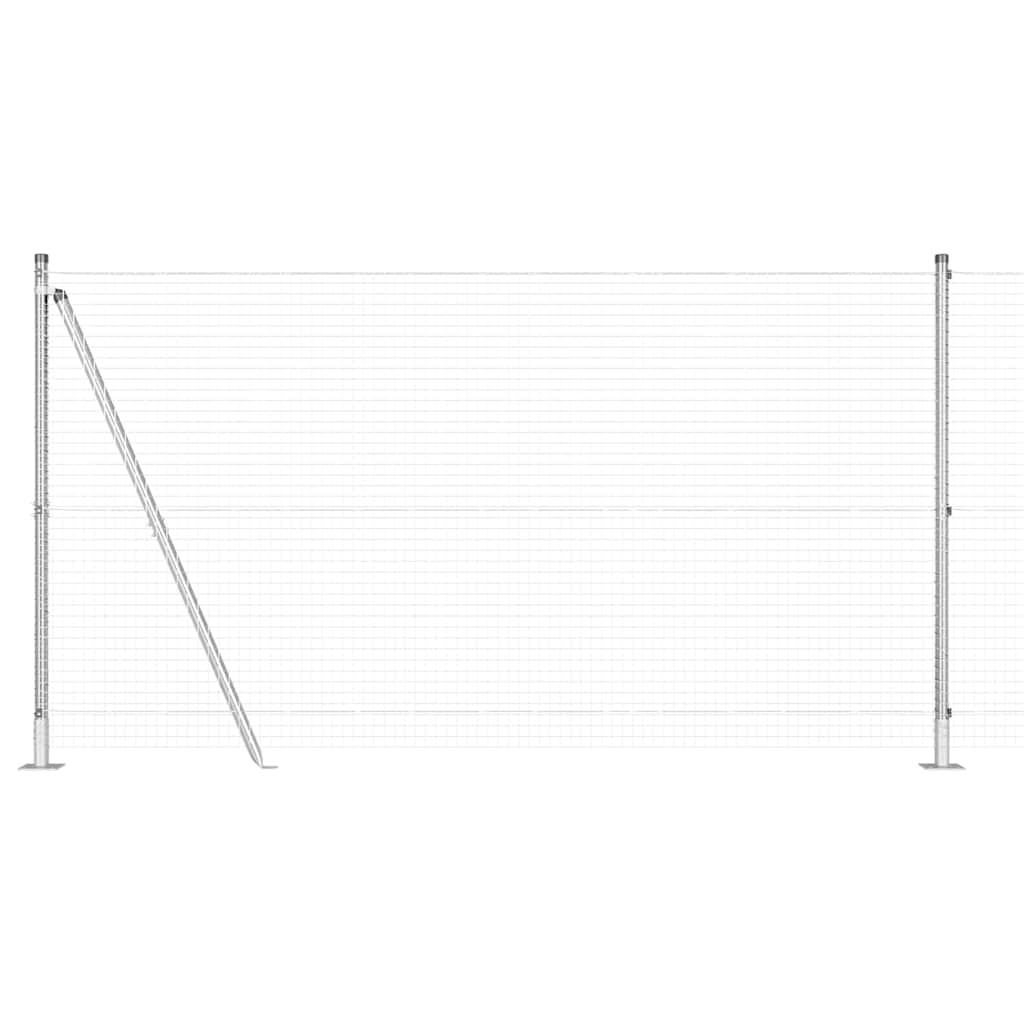 Fence with Posts Silver 1.2 x 50 m Steel