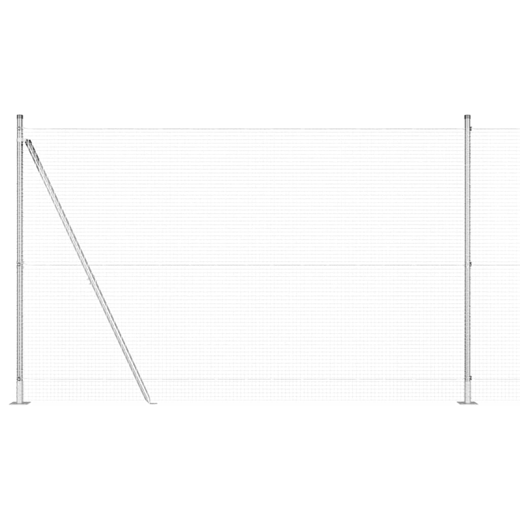 Fence with Posts Silver 1.5 x 50 m Steel