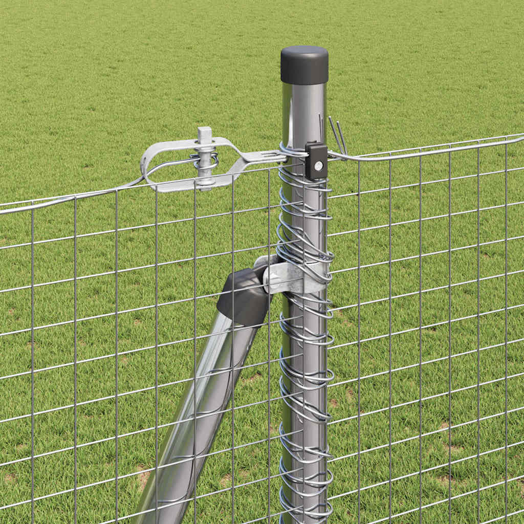 Fence with Posts Silver 1.5 x 50 m Steel