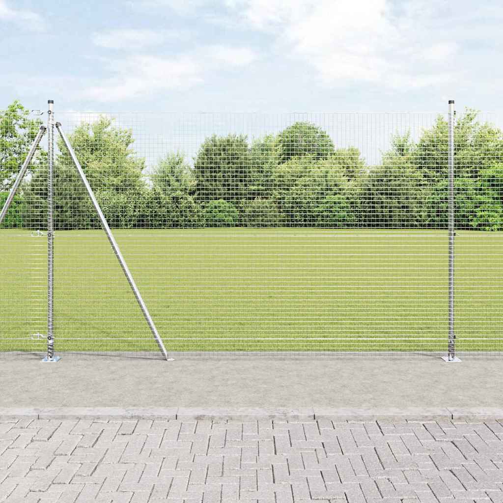 Fence with Posts Silver 1.5 x 50 m Steel