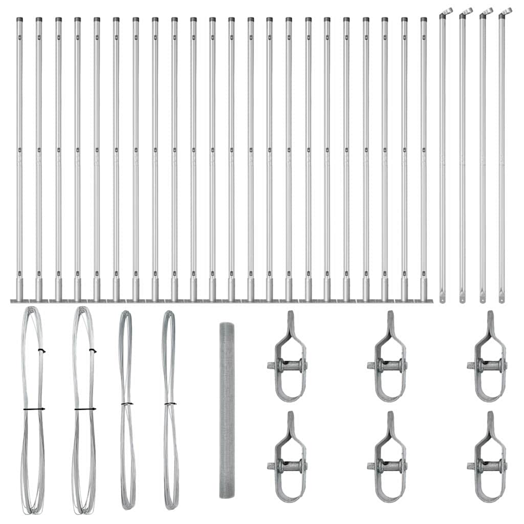 Fence with Posts Silver 1.5 x 50 m Steel