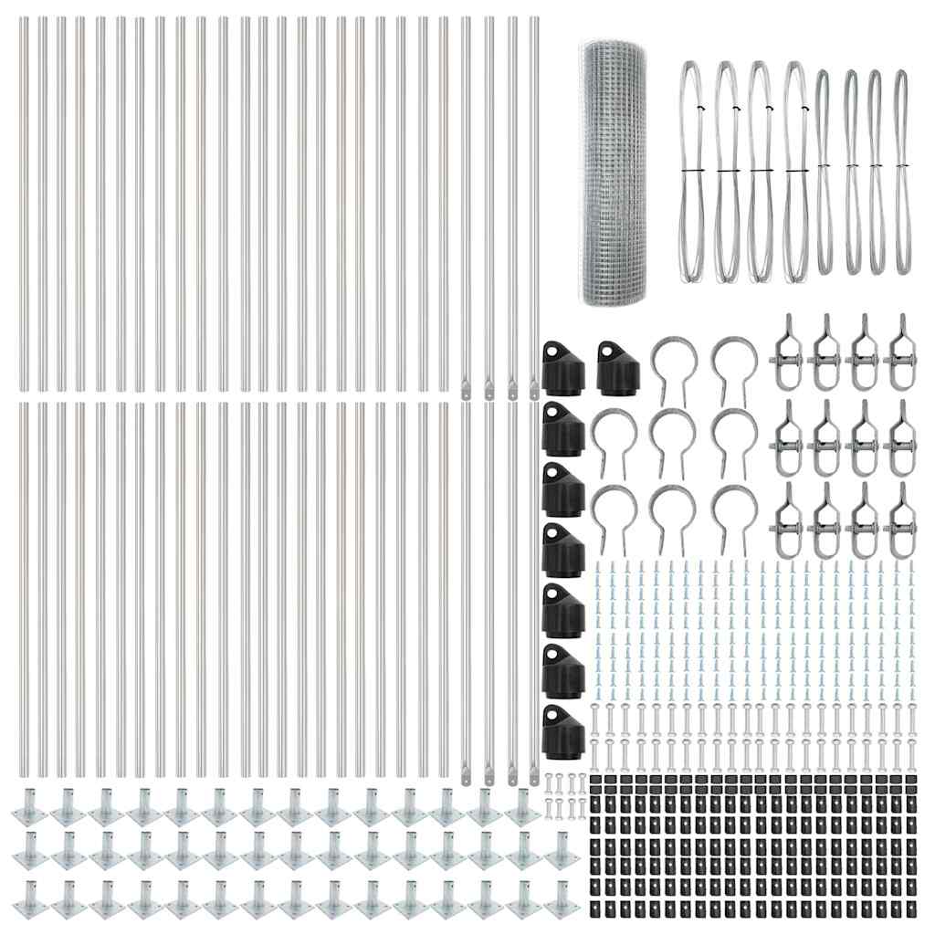 Fence with Posts Silver 0.4 x 100 m Steel