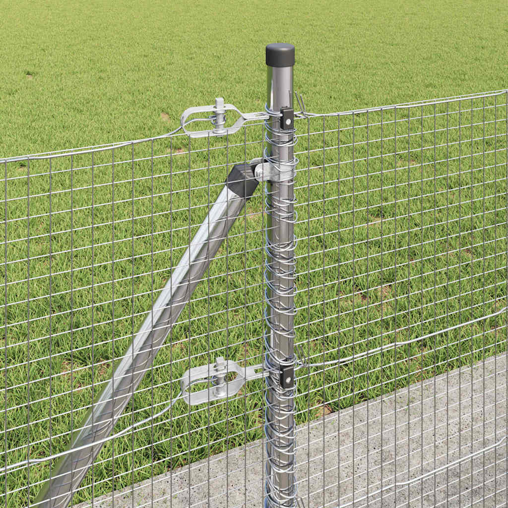 Fence with Posts Silver 0.5 x 100 m Steel
