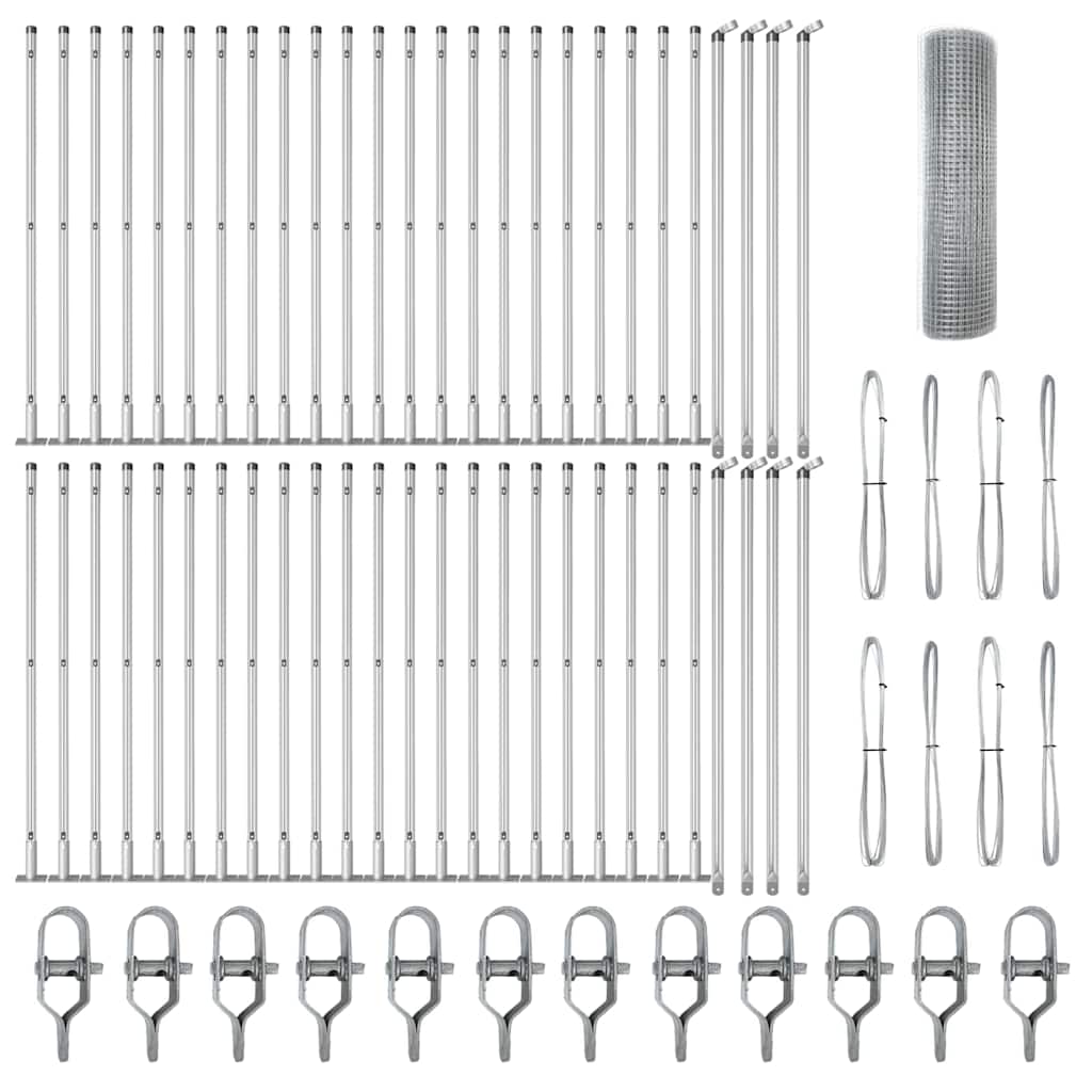 Fence with Posts Silver 0.6 x 100 m Steel