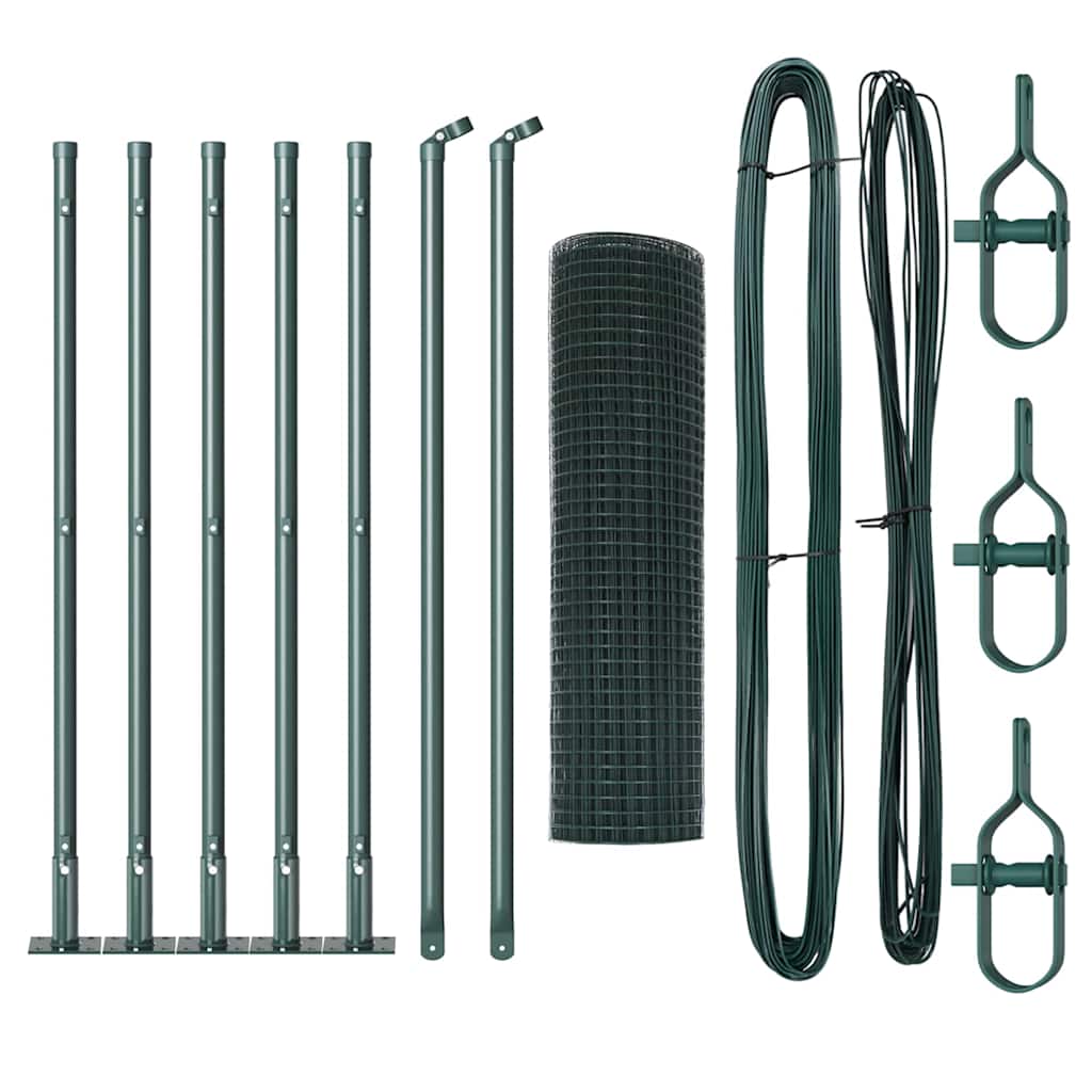 Fence with Posts Green 0.4 x 10 m Steel