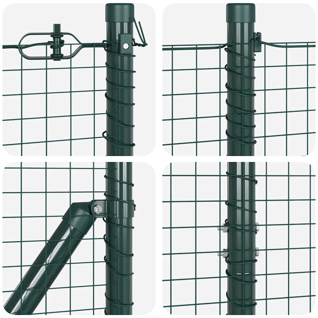 Fence with Posts Green 1.4 x 10 m Steel