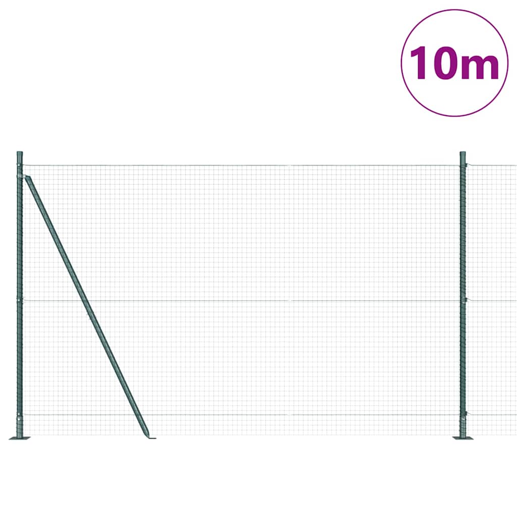 Fence with Posts Green 1.4 x 10 m Steel