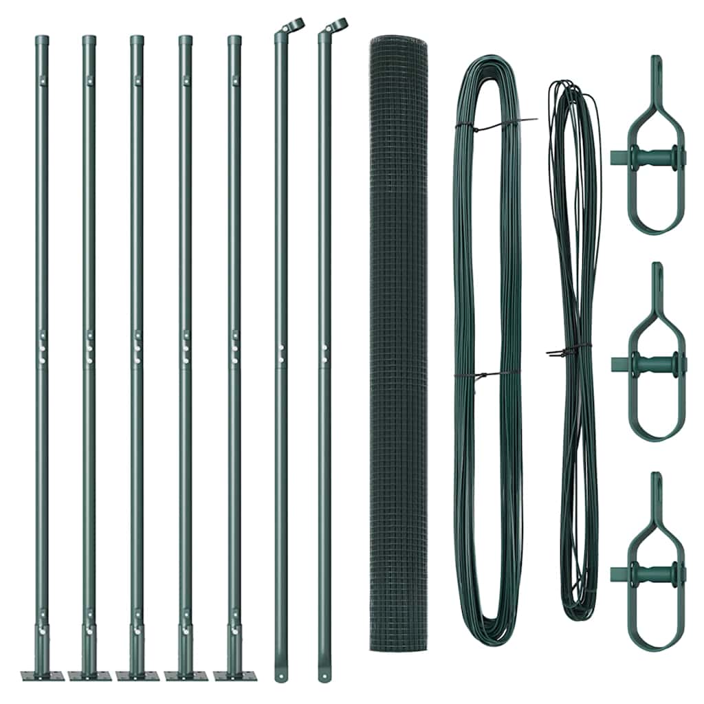 Fence with Posts Green 1.6 x 10 m Steel