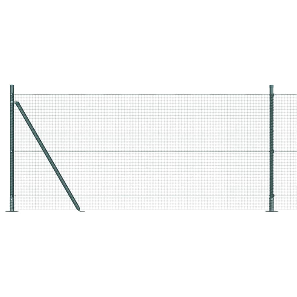 Fence with Posts Green 0.8 x 25 m Steel